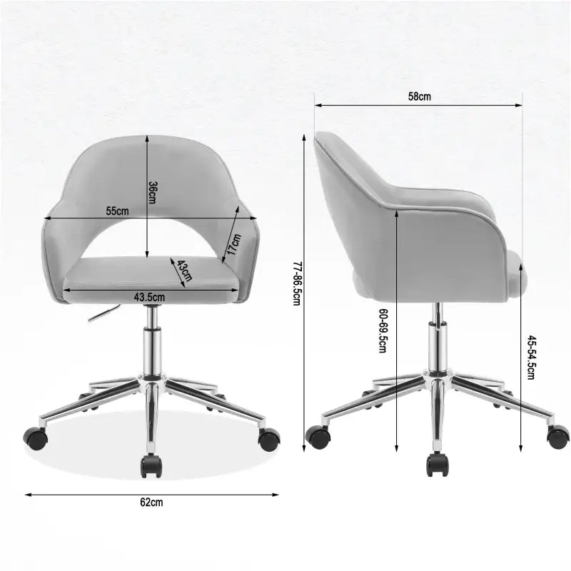 Moderne BukkitBow velvet bureaustoel met armleuningen, ergonomisch ontwerp en in hoogte verstelbaar, zachte fluweel stof.