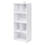 Moderne witte BukkitBow boekenkast met 6 open vakken en een hoogte van 118 cm, ideaal voor stijlvolle opbergruimte