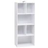 Moderne witte BukkitBow boekenkast met 6 open vakken, 118 cm hoog, stijlvolle opbergruimte voor boeken en decoratie.