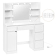 Moderne witte BukkitBow kaptafel met stopcontact en Hollywood-verlichting, inclusief spiegel en stijlvolle details.