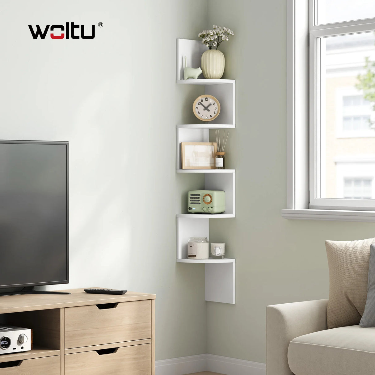 BukkitBow - Moderne Zigzag Wandplank met 5 Niveaus - Hoekmontage