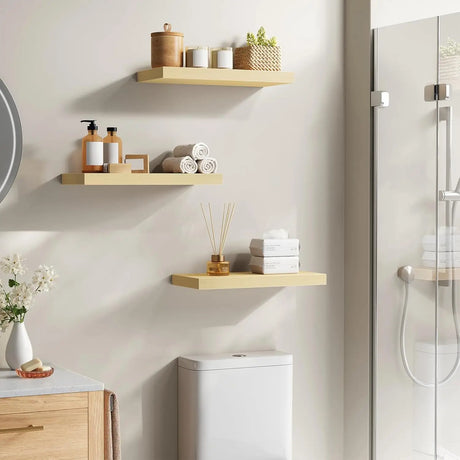 Moderne BukkitBow zwevende wandplank met verborgen bevestiging en houtlook, ideale decoratie voor elke kamer