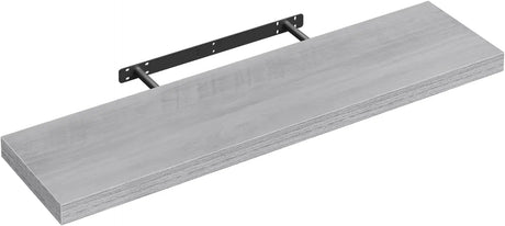 Moderne BukkitBow zwevende wandplank met verborgen bevestiging en houtlook voor een strakke, elegante muurdecoratie.