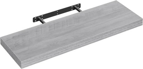 Moderne BukkitBow zwevende wandplank met houtlook en verborgen bevestiging, eenvoudig te bevestigen en stijlvol voor interieurdecoratie