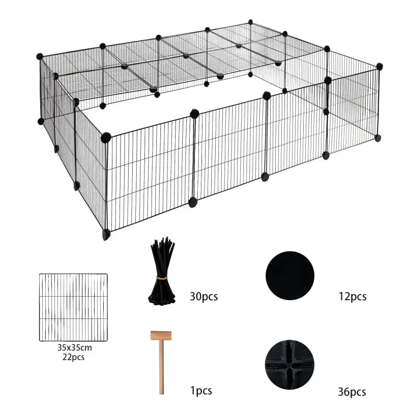 Modulaire metalen knaagdierenren van BukkitBow, veilige en ventilerende behuizing voor kleine dieren, 147x111x37cm