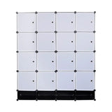 Modulaire BukkitBow kledingkast met 16 kubussen en schoenenvakken, zwart, 165x148x35 cm, ideaal voor opslag en organisatie
