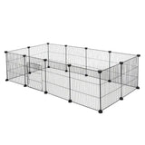 Modulaire BukkitBow knaagdierenren met ijzeren panelen, geschikt voor konijnen en knaagdieren, 72x36x142cm, stabiel en veilig.
