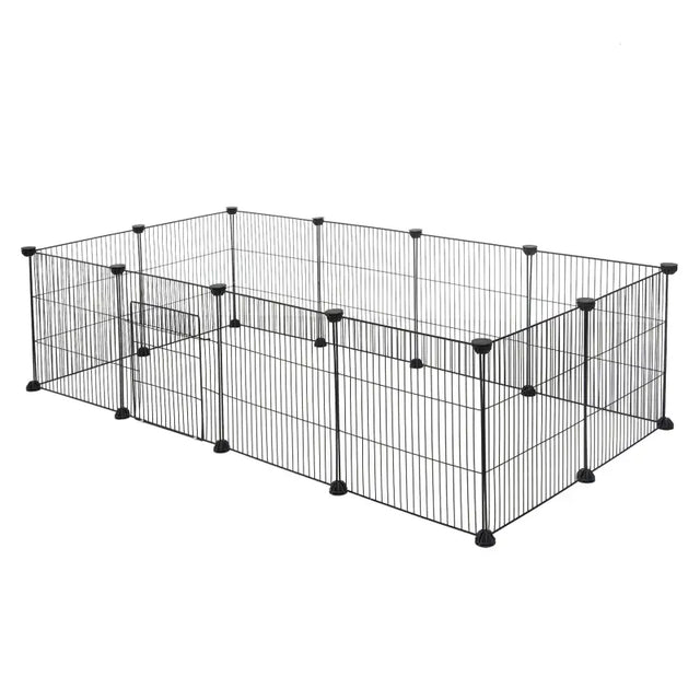 Modulaire BukkitBow knaagdierenren met ijzeren panelen, geschikt voor konijnen en knaagdieren, 72x36x142cm, stabiel en veilig.