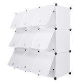 BukkitBow modulaire opbergkast in wit of zwart met 9 compartimenten, geschikt als schoenenkast of kledingrek, 105x105x35cm.