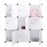 BukkitBow modulaire opbergkast met 9 compartimenten, geschikt als schoenenkast, in wit of zwart, 105x105x35 cm, kledingrek