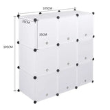 BukkitBow modulaire opbergkast of schoenenkast met 9 compartimenten in wit of zwart, 105x105x35cm, geschikt als kledingrek.