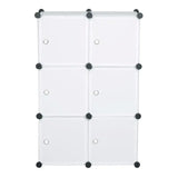 BukkitBow modulaire schoenenrek met 6 compartimenten, deuren, aanpasbaar design, afmetingen 96x96x30cm, zwart kunststof.