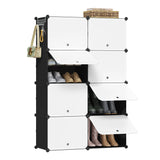 Zwart BukkitBow modulaire schoenenkast met 8 vakken voor 32 paar schoenen, geschikt als schoenenrek.