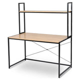BukkitBow multifunctioneel bureau met houten en stalen opbergplank, ruime werkruimte van 120x60x140cm, modern ontwerp.