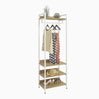 Multifunctioneel BukkitBow kledingrek van staal en MDF met kledingrail, 56x36x170cm, max 20 kg per plank, geschikt voor kleding opbergen