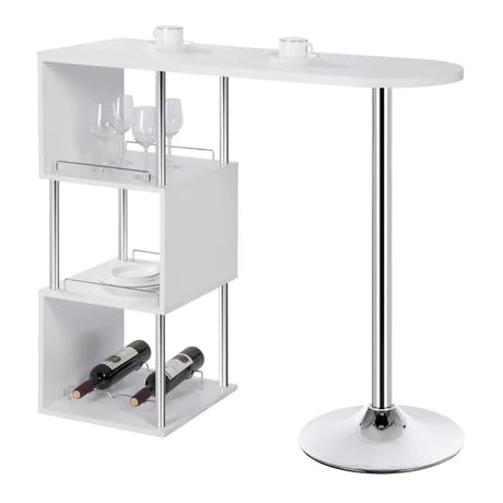 BukkitBow multifunctionele bartafel met wijnrek, stalen frame, 113x40cm, geschikt voor thuis of in de bar.