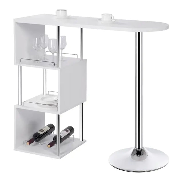 BukkitBow multifunctionele bartafel met wijnrek, stalen frame, 113x40cm, geschikt voor thuis of in de bar.