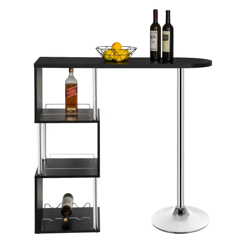 BukkitBow multifunctionele bartafel met stalen frame en wijnrek, afmetingen 113x40cm, ideaal voor thuis of horeca.