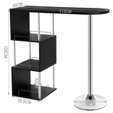 BukkitBow multifunctionele bartafel met wijnrek, stalen frame en afmetingen 113x40cm, geschikt voor thuis of horeca.