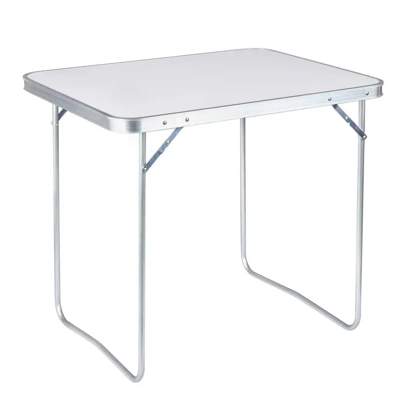 BukkitBow campingtafel van stevig aluminium, inklapbaar en draagbaar, 80x60x70cm, geschikt voor kampeeractiviteiten.
