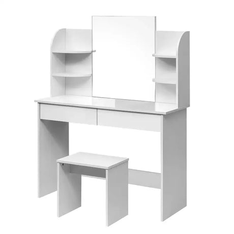 Multifunctionele houten kaptafel set van BukkitBow met modern ontwerp en ruimtebesparend formaat, 108x40x142cm.