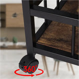 BukkitBow multifunctionele keukentrolley met wijnrek en glas houder, MDF en metalen frame, afmetingen 69,5x39,5x85cm