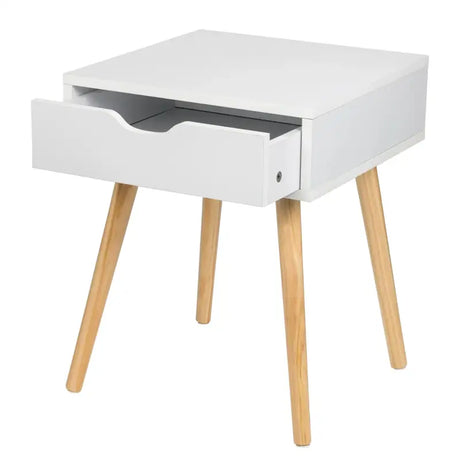 BukkitBow nachtkastje met lade, wit of grijs, MDF en massief hout, 40x40x50cm, maximaal 5kg draagkracht, modern design