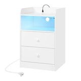 BukkitBow nachtkastje met oplaadfunctie, E1 hout, ingebouwde stopcontacten en USB-poorten, 40x64x35 cm in natuurlijke houtafwerking