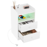 BukkitBow nachtkastje met oplaadfunctie, E1 hout, ingebouwde stopcontacten en USB-poorten, 40x64x35 cm, modern design