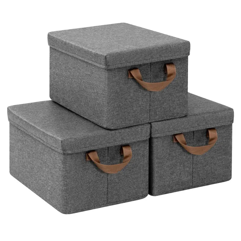 Stoffen opbergdoos met handvatten en stapelbaar ontwerp, BukkitBow, stevige en praktische opbergbox voor thuis.