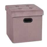BukkitBow opbergpoef met leren en fluwelen bekleding, geschikt als zitmeubel, 38L capaciteit, 37,5x37,5x38cm.