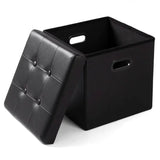 BukkitBow opbergpoef van leder en fluweel, comfortabel zitmeubel met 38L capaciteit, afmetingen 37,5x37,5x38cm.