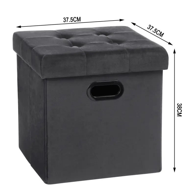 Lederen en fluwelen opbergpoef van BukkitBow, comfortabel zitmeubel met 38L capaciteit, afmetingen 37,5x37,5x38cm.
