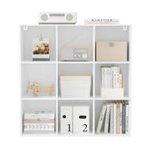 BukkitBow open houten boekenkast met 9 vakken, melamine fineer, achterwand, ruimtebesparend en stabiel, afmetingen 94x93x29,5 cm.