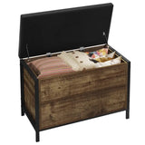 BukkitBow opslagkist met zitkussen, vintage houtlook, stevig en duurzaam, veiligheidscharnieren, 82x42x54cm, opbergrek.