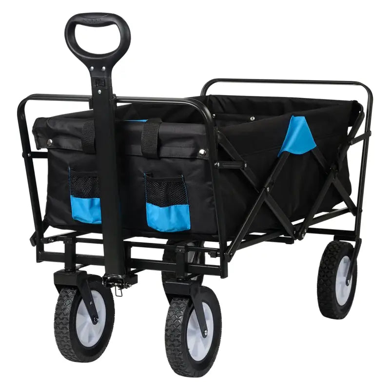BukkitBow opvouwbare bolderkar met stalen frame en massieve rubberen wielen, draagkracht tot 80 kg, inklapbare handkar, praktische transportwagen.