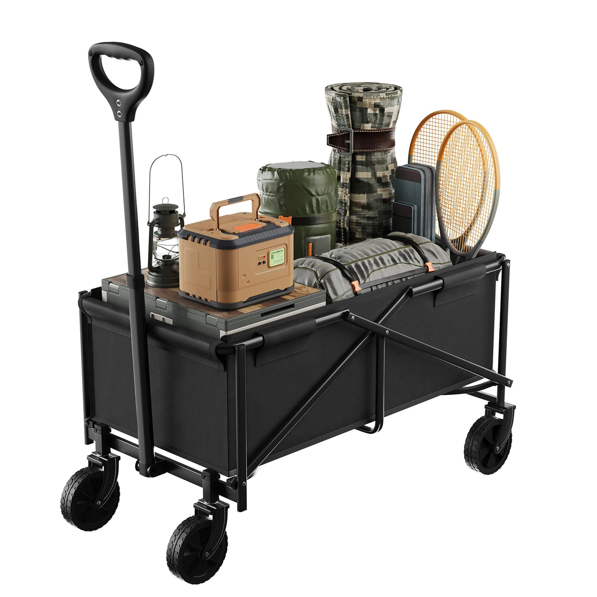 BukkitBow opvouwbare bolderkar van polyester met 80kg draagkracht, geschikt voor camping en strand, handwagen vorm