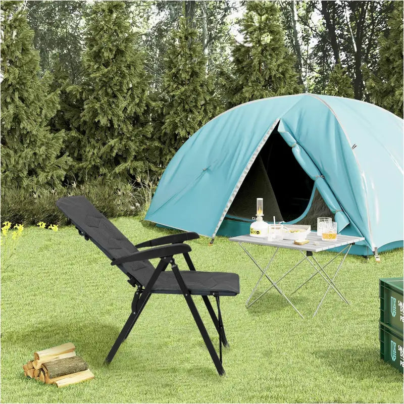 BukkitBow opvouwbare campingstoel met mesh stof, metalen frame en verstelbare rugleuning, tot 150 kg draagvermogen