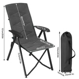 BukkitBow opvouwbare campingstoel met mesh stof, metalen frame en verstelbare rugleuning, draagvermogen van 150 kg.