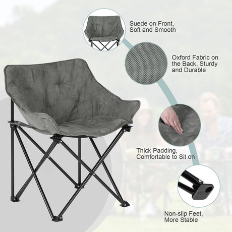 Lichtgewicht opvouwbare campingstoel van BukkitBow met draagtas, comfortabele zitting en stevige frame voor outdoor gebruik.