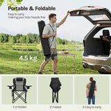 BukkitBow opvouwbare campingstoel met hoge rugleuning, koelvak en draagriem voor comfortabel buitengebruik