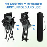 BukkitBow opvouwbare campingstoel met Oxford doek, bekerhouder, zijvak, ijzeren frame en comfortabele zit voor tot 150 kg.