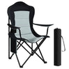 BukkitBow opvouwbare campingstoel met oxford doek, bekerhouder, zijvak, ijzeren frame en 150 kg draagvermogen.