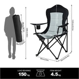 BukkitBow opvouwbare campingstoel met oxford doek, bekerhouder, zijvak, ijzeren frame, comfortabele en ruimtebesparende design