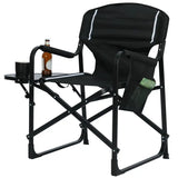 BukkitBow opvouwbare campingstoel met versterkt aluminium frame, Oxford stof, inclusief tafeltje en bekerhouder, tot 150 kg draagvermogen