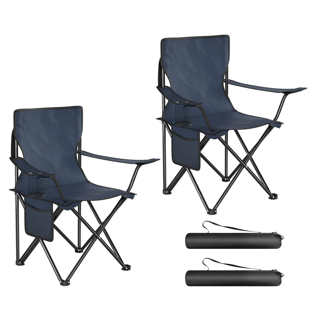 BukkitBow opvouwbare campingstoelen set van 2 met bekerhouder en draagtas, lichte en draagbare campingstoel voor buitengebruik