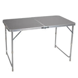 BukkitBow opvouwbare campingtafel met aluminium frame en MDF blad, verstelbare hoogte, draagbaar handvat en 30kg draagvermogen.