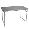 BukkitBow opvouwbare campingtafel met aluminium frame en MDF blad, verstelbare hoogte, draagbaar handvat en 30kg draagvermogen.