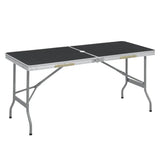 BukkitBow opvouwbare campingtafel met MDF blad, ijzeren buizen en aluminium, draagbaar en compact, 50x69,5x60cm, 45kg draagvermogen.