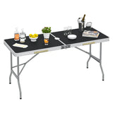 BukkitBow opvouwbare campingtafel met ijzeren buizen, aluminium frame en MDF blad, draagbaar en geschikt voor 45 kg belasting.